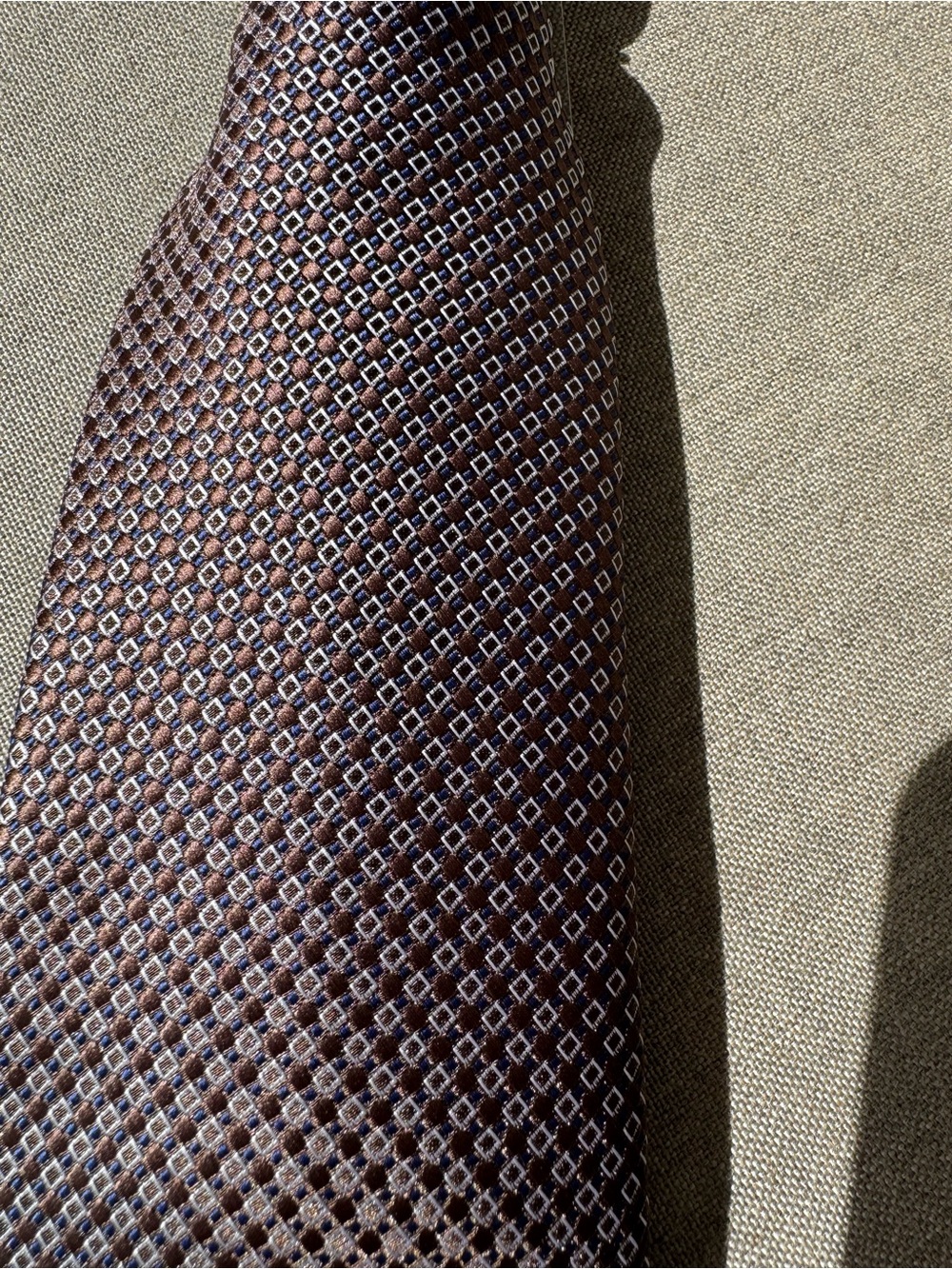 Bespoke, Diamond-Print, Tie, Brown